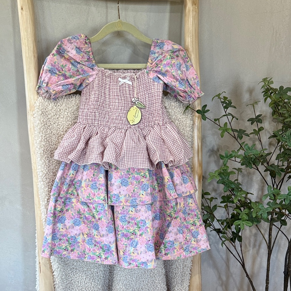 For Love And Lemons Lil’ Lemons Gingham floral dress
